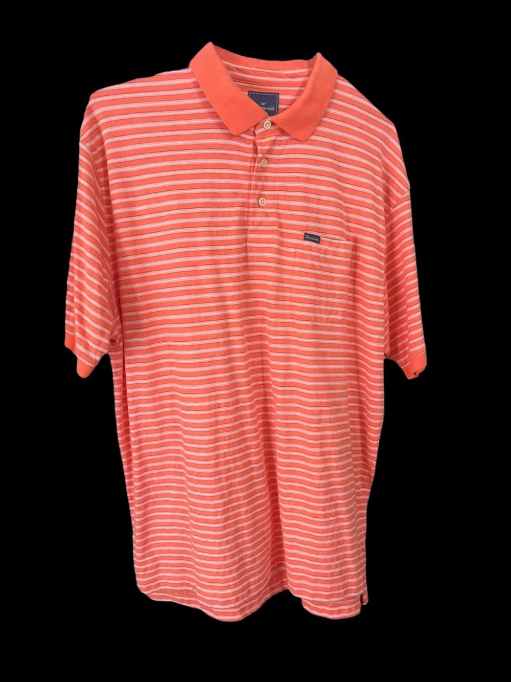 Faconnable Coral and White Striped Polo Shirt